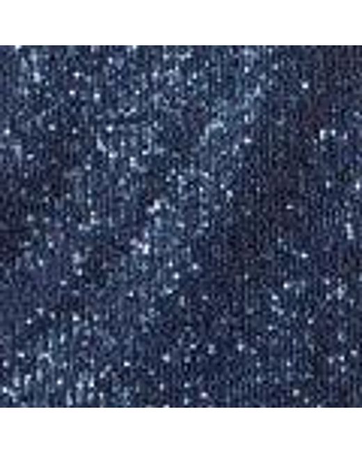 Yumi' Blue Sequin Top With Sheer Sleeves And Cut Out Back