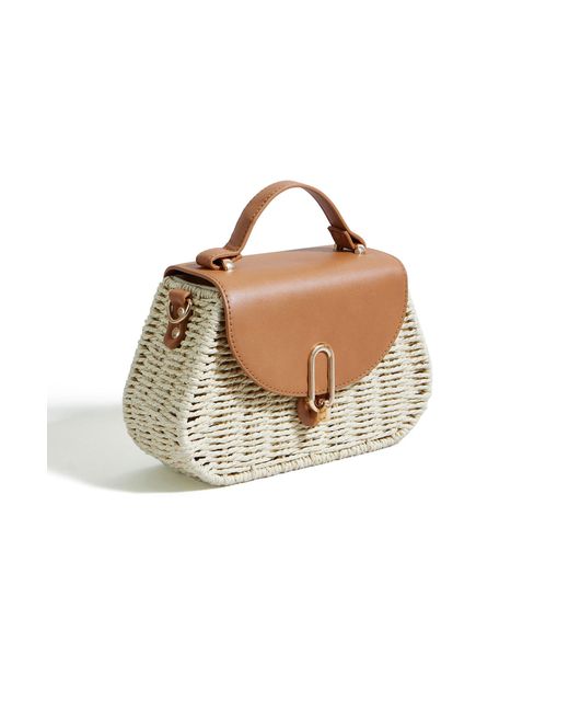 Yumi' Brown Natural Woven Bag With Top Handle