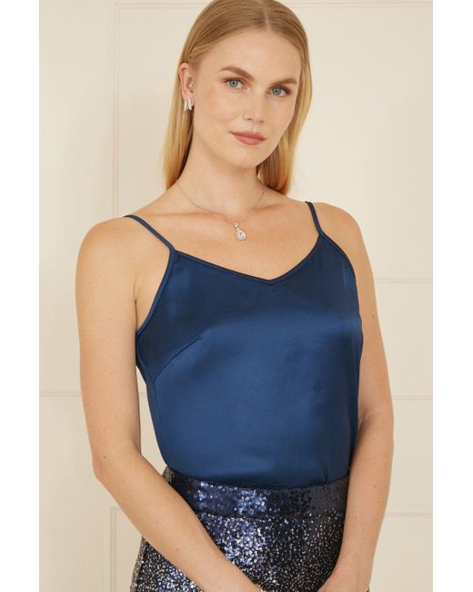 Yumi' Blue Satin Cami Top