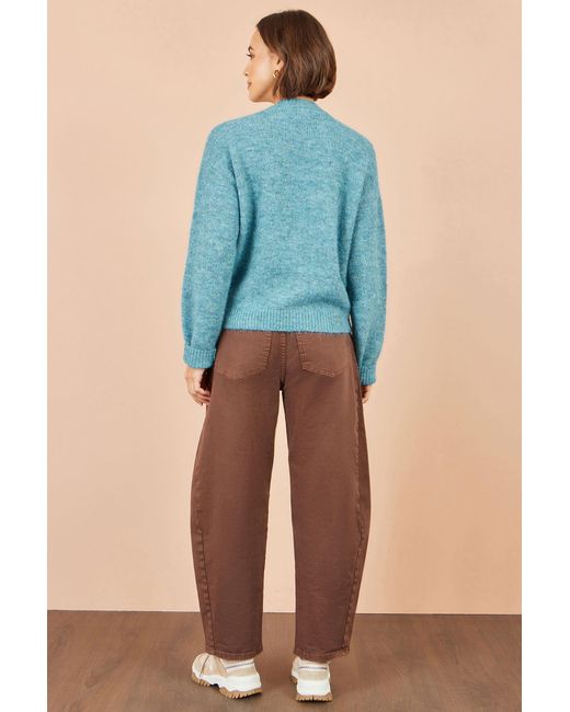Yumi' Blue Patch Floral Embroidered Relaxed Jumper