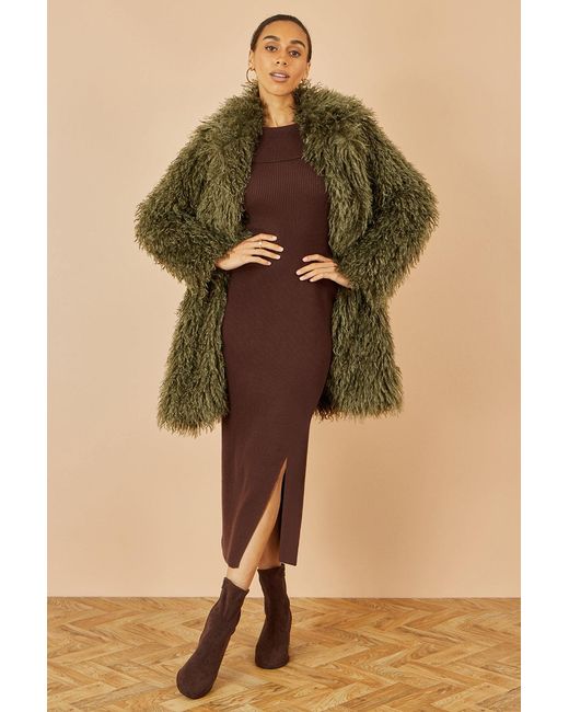 Yumi' Green Luxe Long Hair Fur Coat