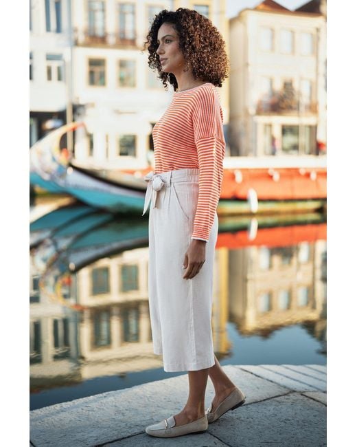 Yumi' Gray Linen Mix Cropped Trousers With Tie Belt