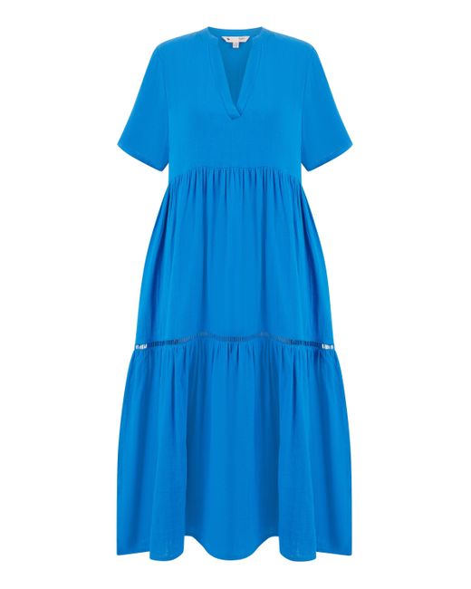 Yumi' Blue Double Cotton Long Kaftan