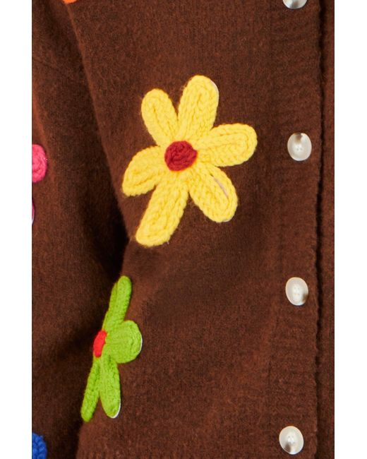 Yumi' Orange Knitted Flower Applique Cardigan