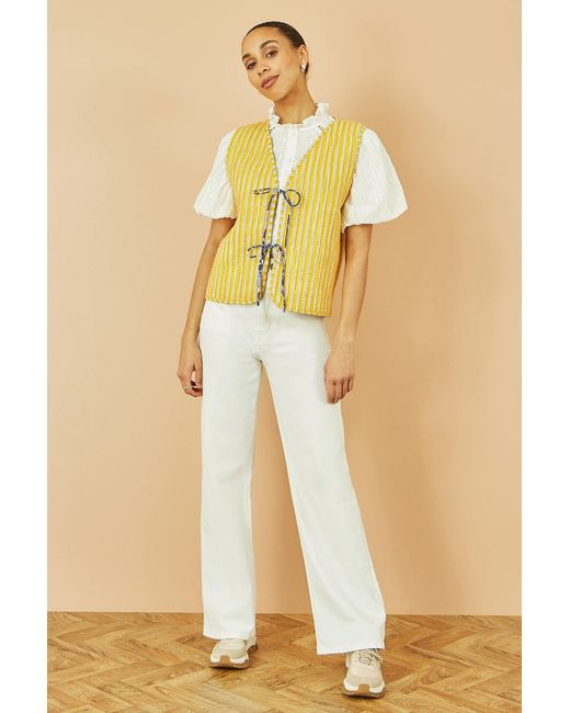 Yumi' Blue Floral Reversible Cotton Quilted Waistcoat