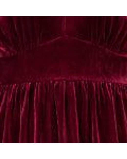 Yumi' Red Velvet Long Sleeve Skater Dress