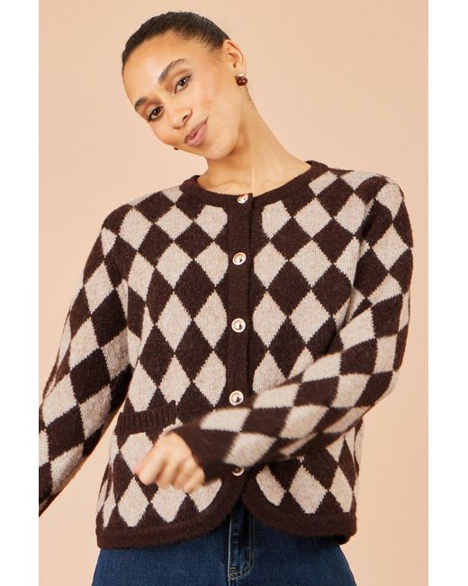 Yumi' Blue Argyll Knit Cardigan