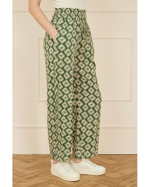 Yumi' Natural Geo Print Relaxed Fit Trousers