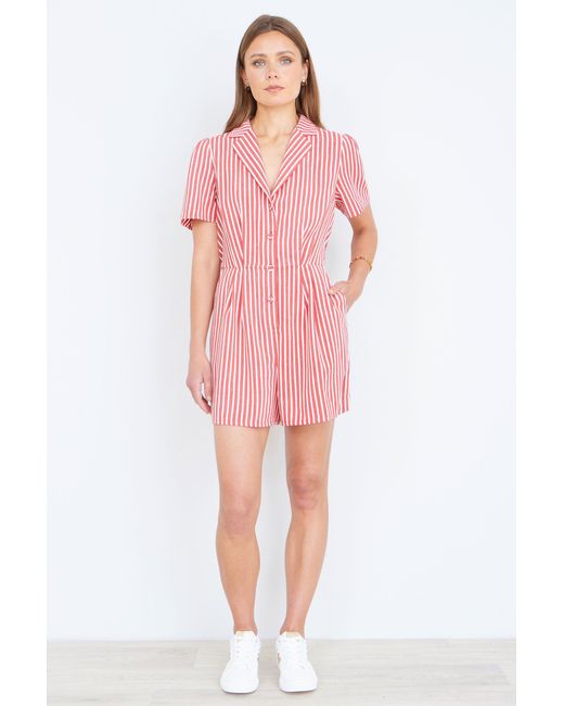 Yumi' Pink Stripe Retro Playsuit