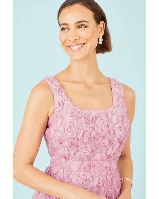 Yumi' Pink Applique Floral Skater Dress