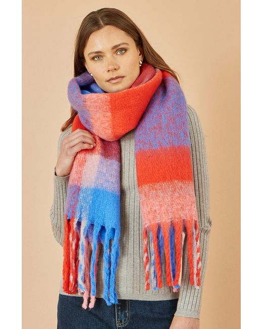 Yumi' Red And Check Soft Scarf