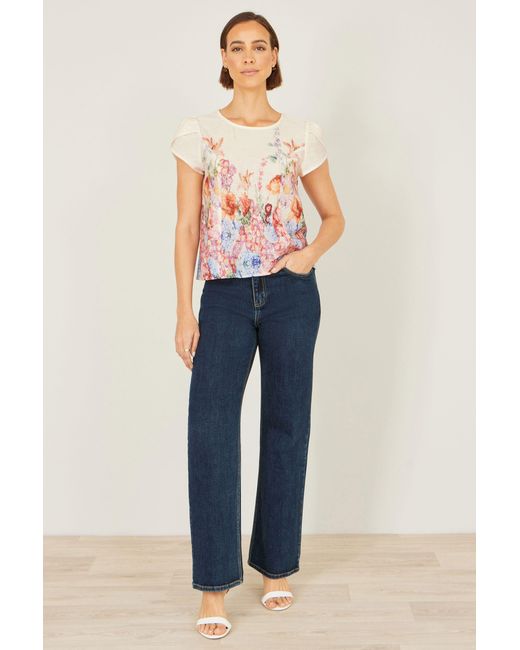 Yumi' Pink Floral Border Top
