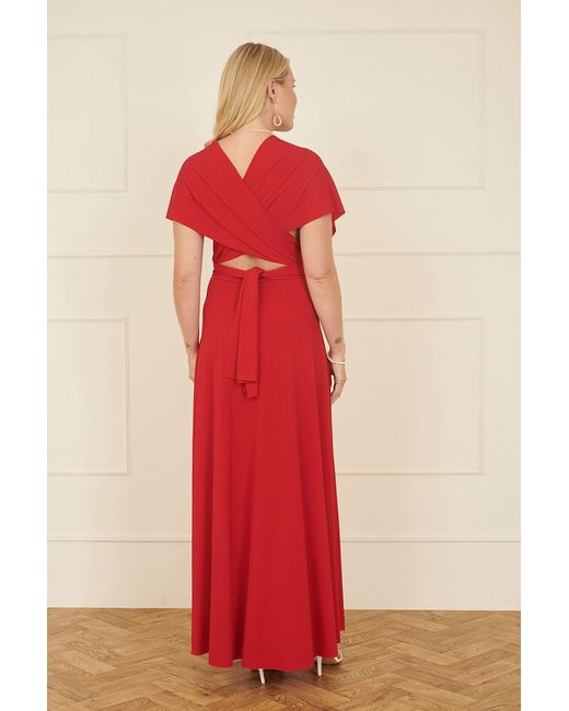Yumi' Red Jersey Stretch Multiway Midi Dress