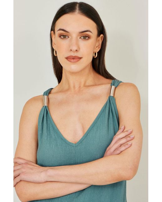 Yumi' Blue Viscose Maxi Beach Dress
