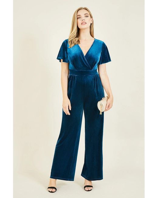 Yumi' Blue Angel Velvet Jumpsuit