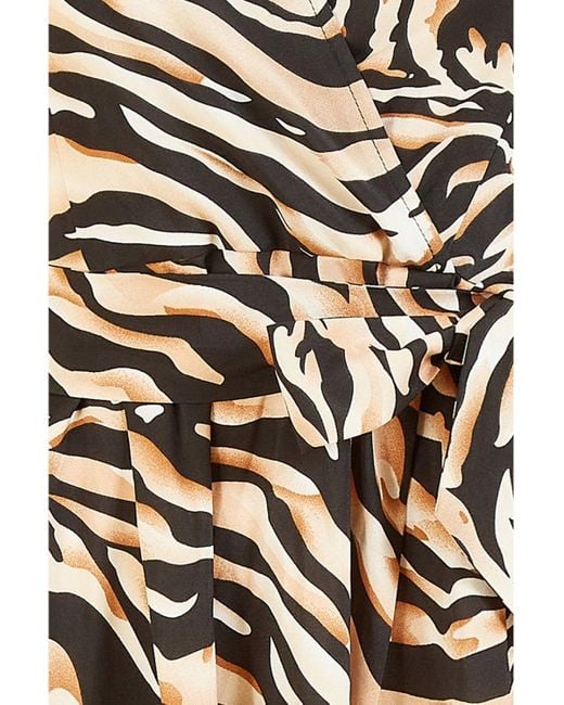 Mela London Natural Mela Zebra Print Dipped Hem Wrap Dress