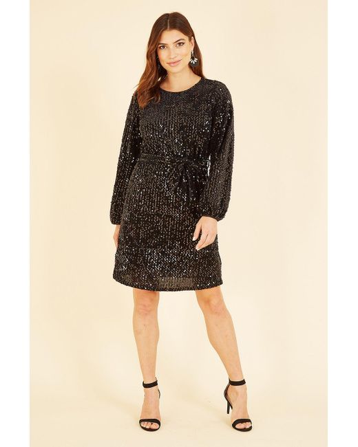 Mela Black Sequin Smock Dress