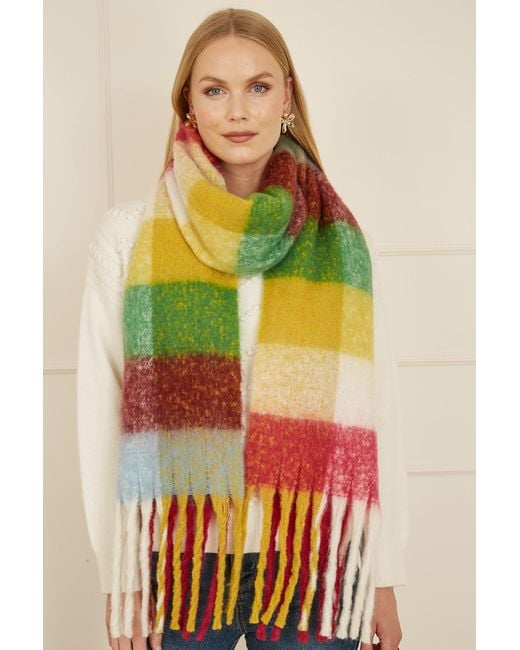 Yumi' Multicolor Multicolour Check Fluffy Scarf