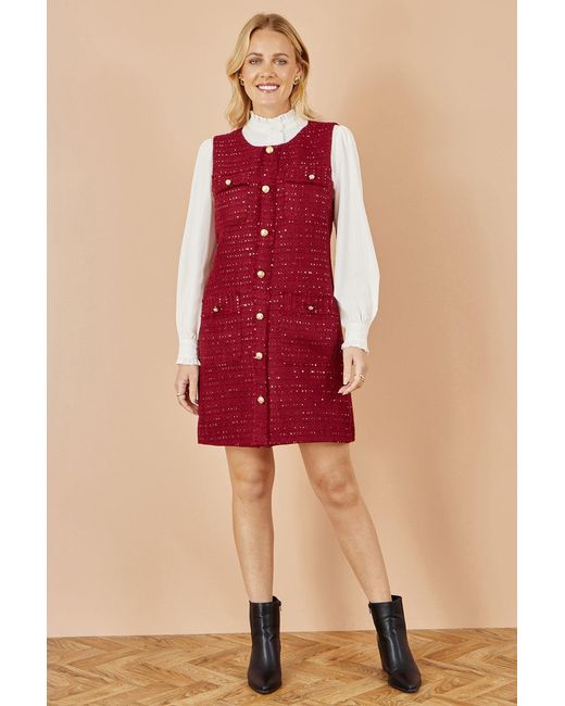 Yumi' Red Boucle Tunic Dress