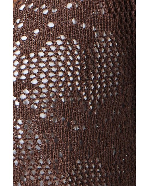 Yumi' Brown Flower Crochet Button Up Cardigan