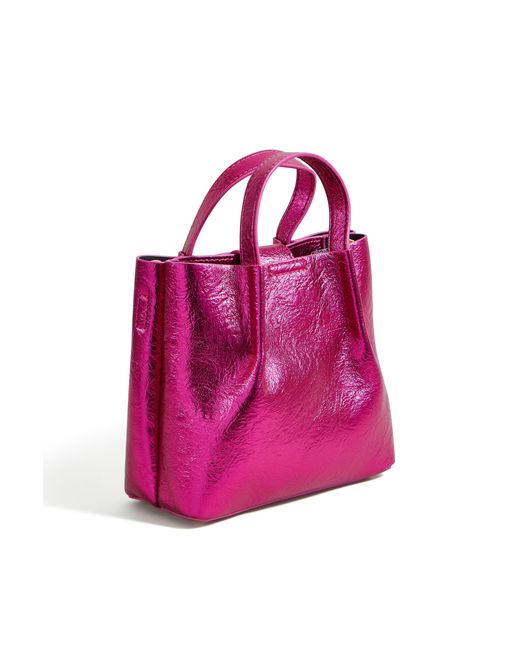 Yumi' Pink Metallic Small Tote Bag