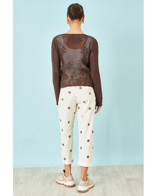 Yumi' Brown Flower Crochet Button Up Cardigan