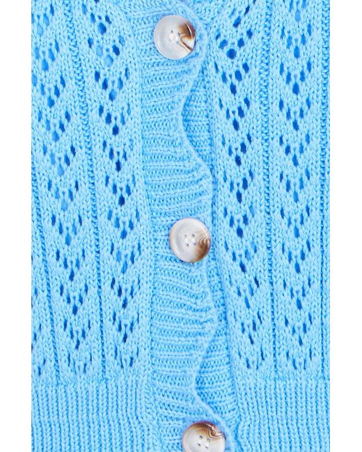 Yumi' Blue Scallop Edge Crochet Knitted Midi Dress