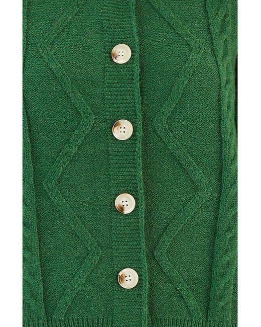 Yumi' Green Chunky Cable Knit Cardigan