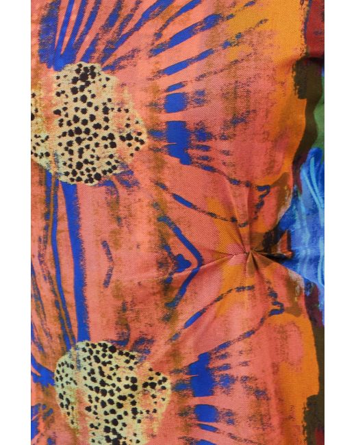 Yumi' Red Multicolour Floral Mesh Top