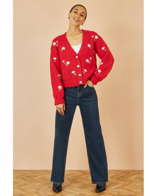 Yumi' Hand Embroidered Chunky Knitted Cardigan