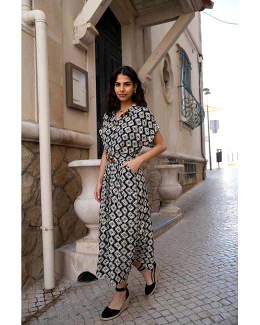 Yumi' Brown Viscose Midi Shirt Dress With Matching Belt