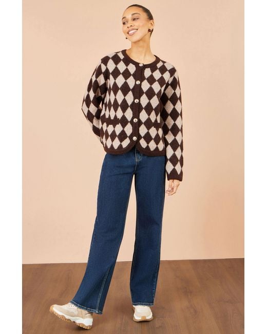 Yumi' Blue Argyll Knit Cardigan