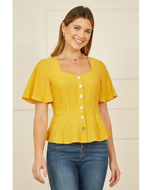 Yumi' Yellow Button Up Top