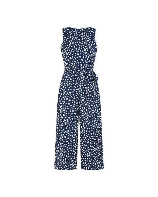 Mela Blue Blotch Print Culotte Jumpsuit