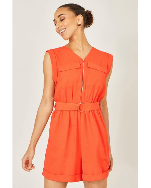 Yumi' Orange Utility Style Playsuit