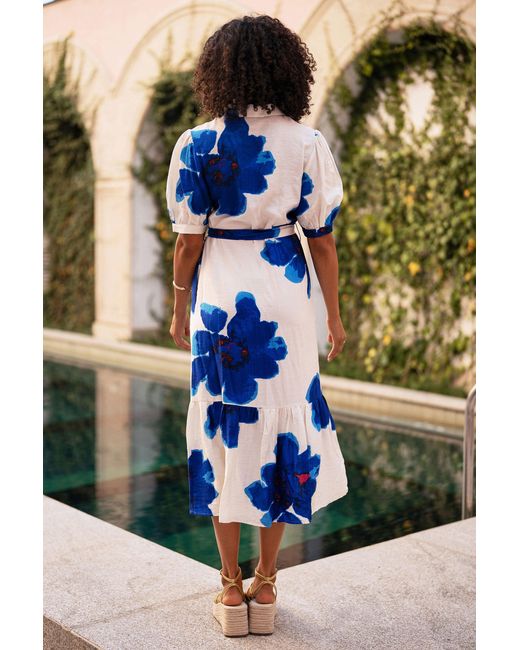 Yumi' Black Scattered Floral Shirt Dress