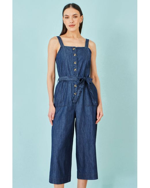 Yumi' Blue Chambray Button Through Jumpsuit