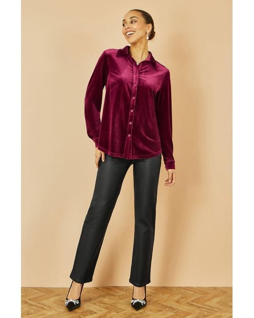Yumi' Purple Velvet Relaxed Fit Shirt