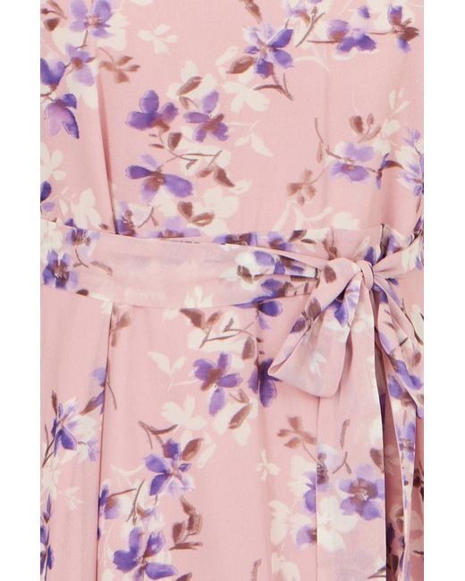 Yumi' Pink Blossom Skater Midi Dress With Angel Sleeves