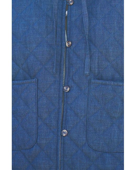 Yumi' Blue Chambray Quilted Jacket With Cherry Lining