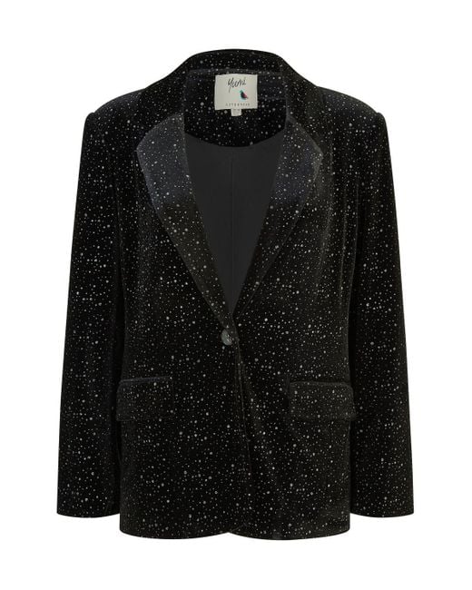 Yumi' Black Velvet Sparkle Oversize Blazer