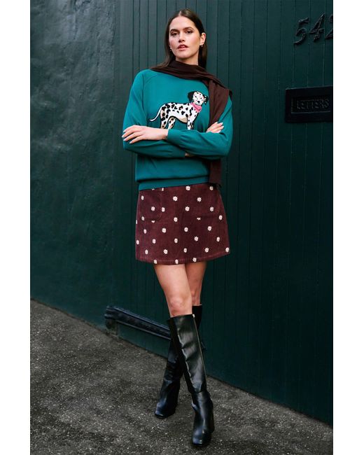 Yumi' Blue Dalmatian Intarsia Relaxed Jumper