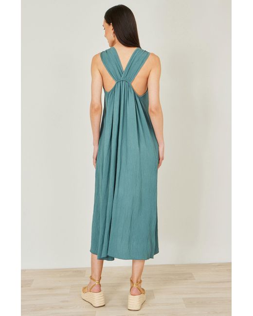Yumi' Blue Viscose Maxi Beach Dress