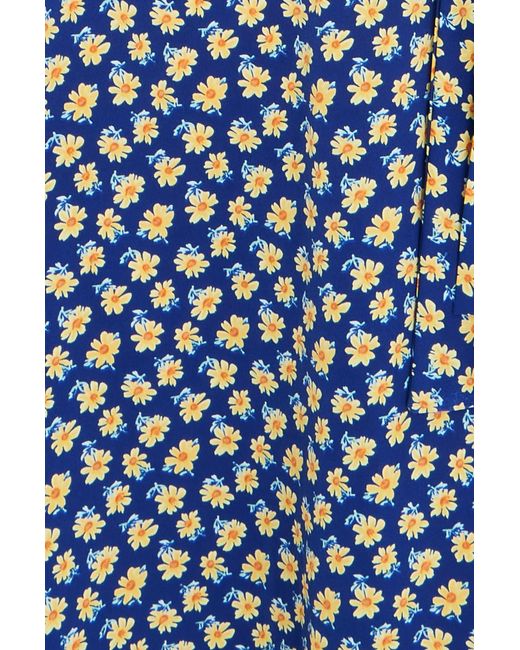 Yumi' Blue Floral Midi Shirt Dress