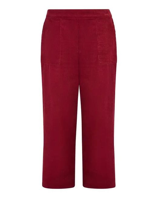 Yumi' Green Cord Cropped Wide Leg Trousers With Pockets