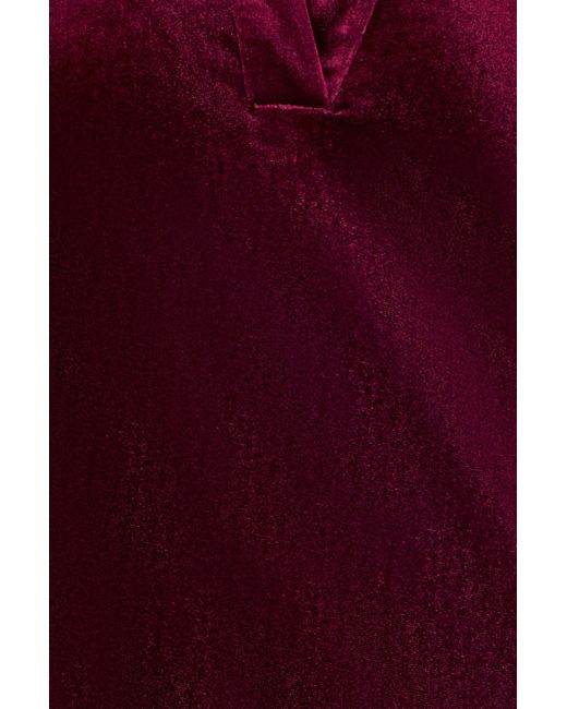 Yumi' Red Velvet Tunic Dress With 3/4 Sleeves