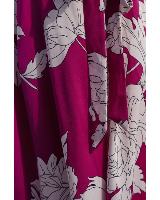 Yumi' Pink Blossom Print Wrap Dress With Dipped Hem