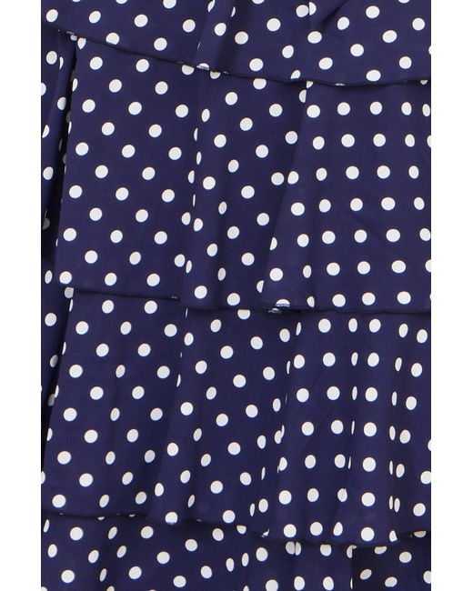 Yumi' Blue Spot Tiered Midi Dress
