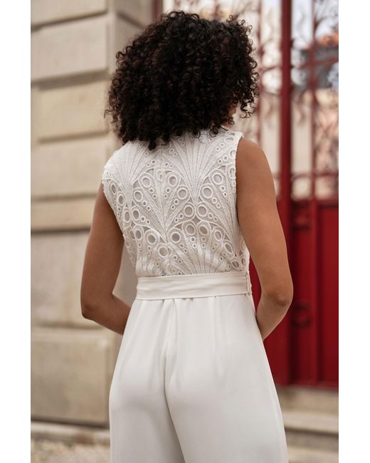 Yumi' Red Lace Sleeveless Jumpsuit