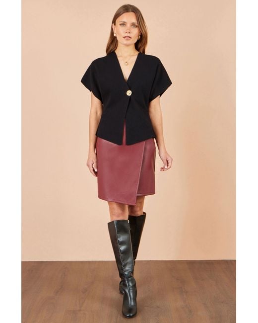 Yumi' Black Knitted Viscose Kimono Cardigan With Buttons